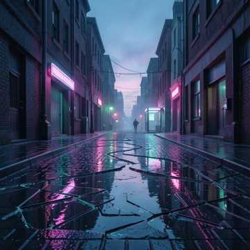 霓虹碎在脚印里