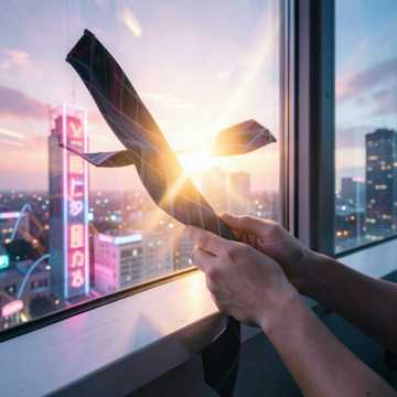 晾在窗台的旧领带