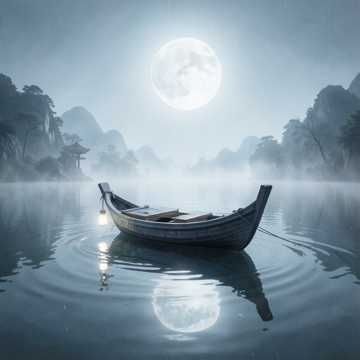 寒潭月影照沉舟