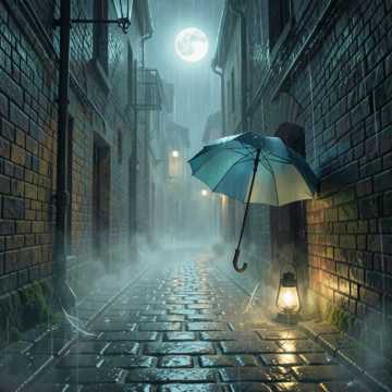 秋雨巷路听琴音