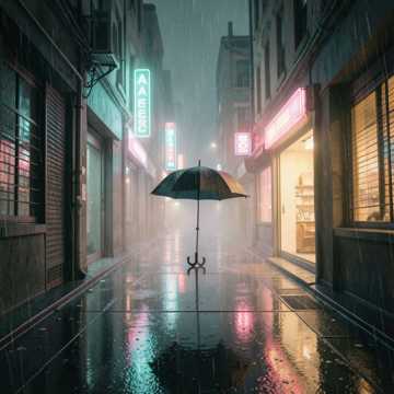 路灯和雨天