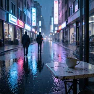 雨水打湿的城市