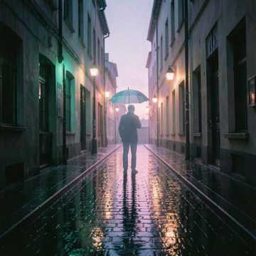 雨滴倒放的巷口