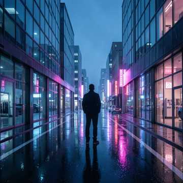 霓虹照影空