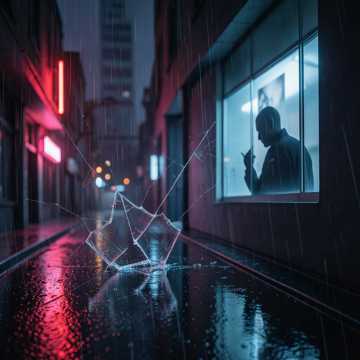 霓虹撞碎一地沉默