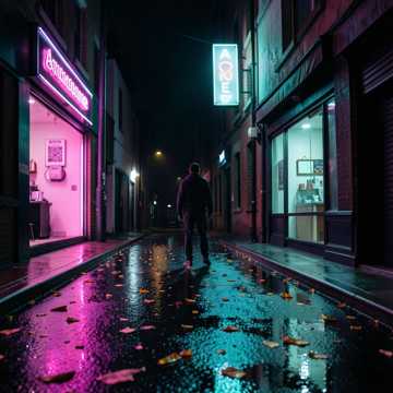 霓虹碎在柏油路