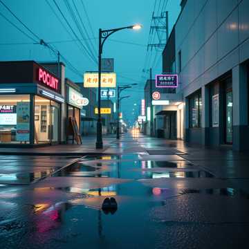 霓虹未歇的人行道
