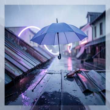 伞骨正接住雨