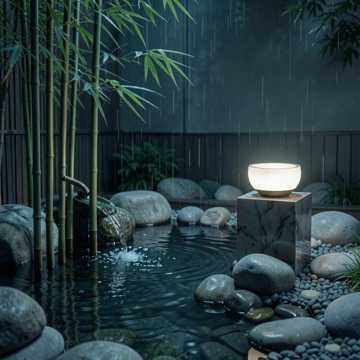 禅院夜雨