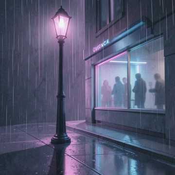 霓虹淬色的窗影