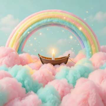 蜡烛小船飘向天空