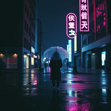 湿的霓虹灯