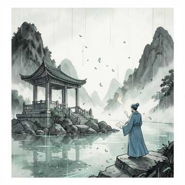 烟雨染亭台