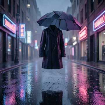 霓虹渍的雨衣