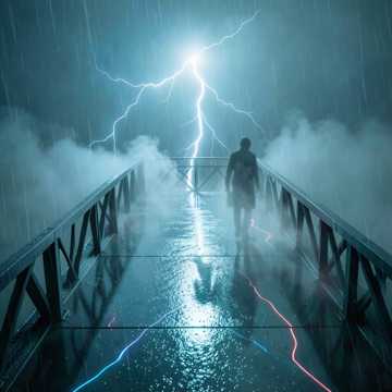 骑雨过钢桥
