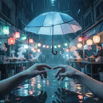 夜市蓝雨伞-版本2