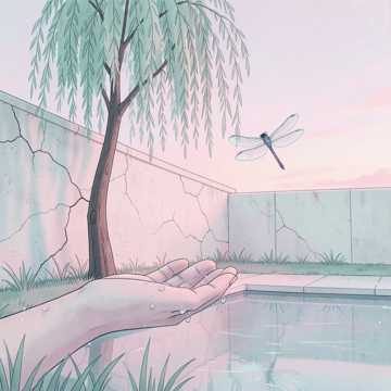 露珠落在对方手背