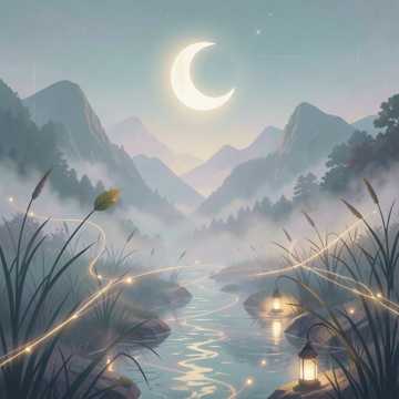 山间月痕