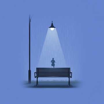 旧街灯下的无声雨