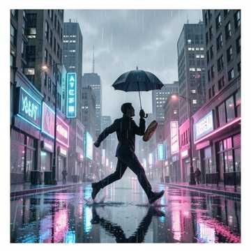 咬着面包跑出门