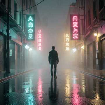 霓虹街头独自坚强