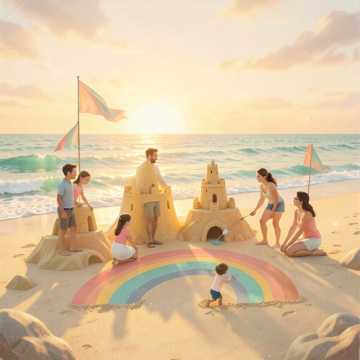 四家赶海 堆沙堡