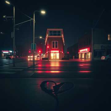 雨丝绕街灯