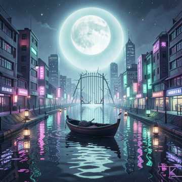 霓虹碎江月