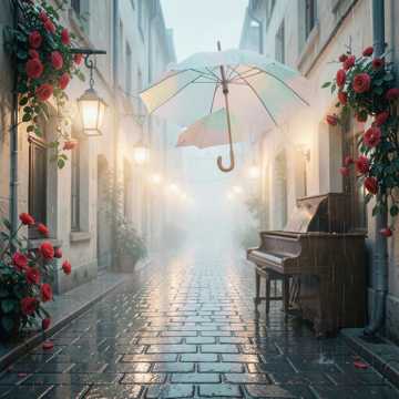 烟雨海棠红