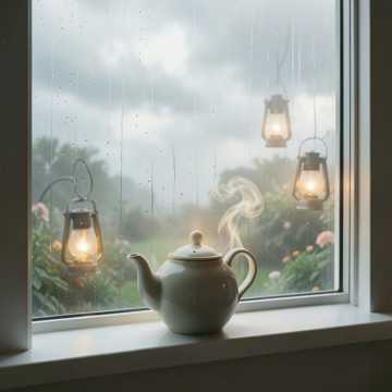 檐下听雨煮茶