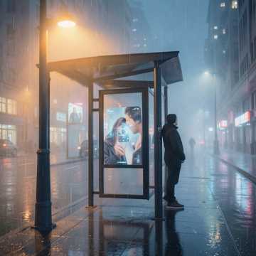 雨雾路灯
