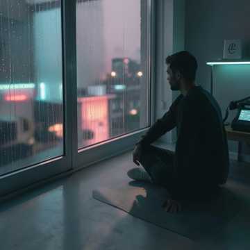 雨丝挂满窗