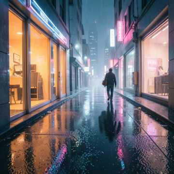 霓虹发烫的街道