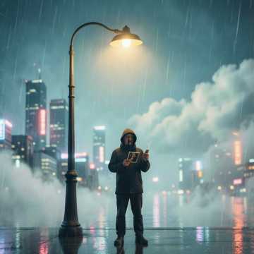 街灯吹散的影子