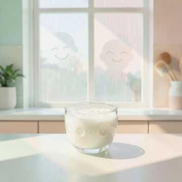 奶沫浮在杯沿