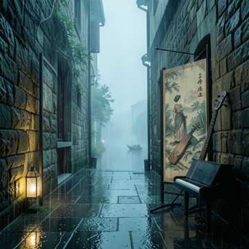 雨落旧画屏