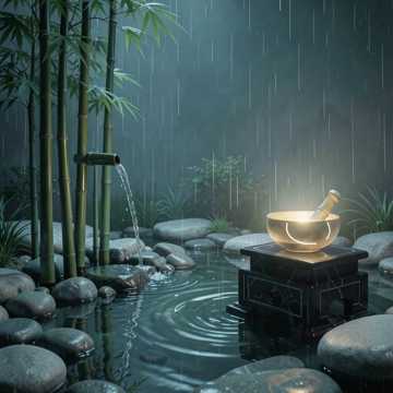 禅院夜雨