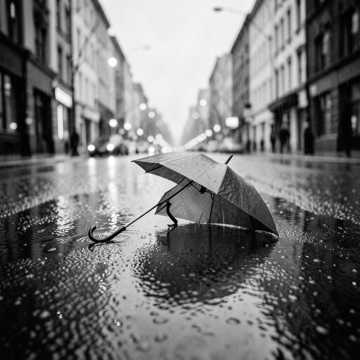 街雨未停人潮散