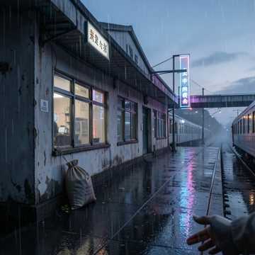 雨夜旧车站