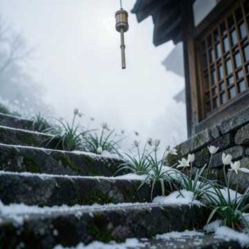 雪绒花堆满旧台阶