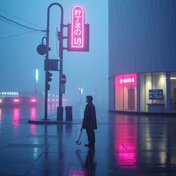 冷雨浸湿的街