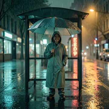 雨衣笑起来