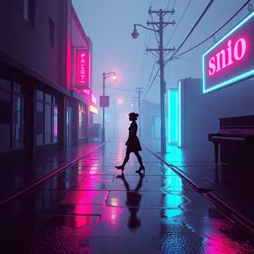 空荡霓虹照影人