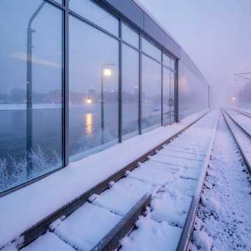 铁轨把雪色碾成霜