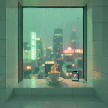 雨敲窗棂的绿