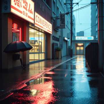 雨在便利店屋檐躺了一夜