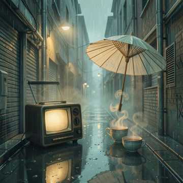 雨笺晕开的旧巷