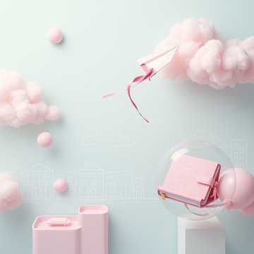 发梢系着的纸飞机