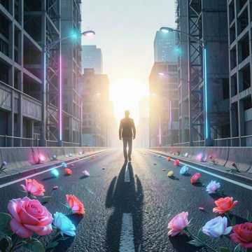 沥青上开花