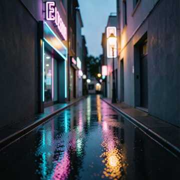 霓虹染过的巷弄